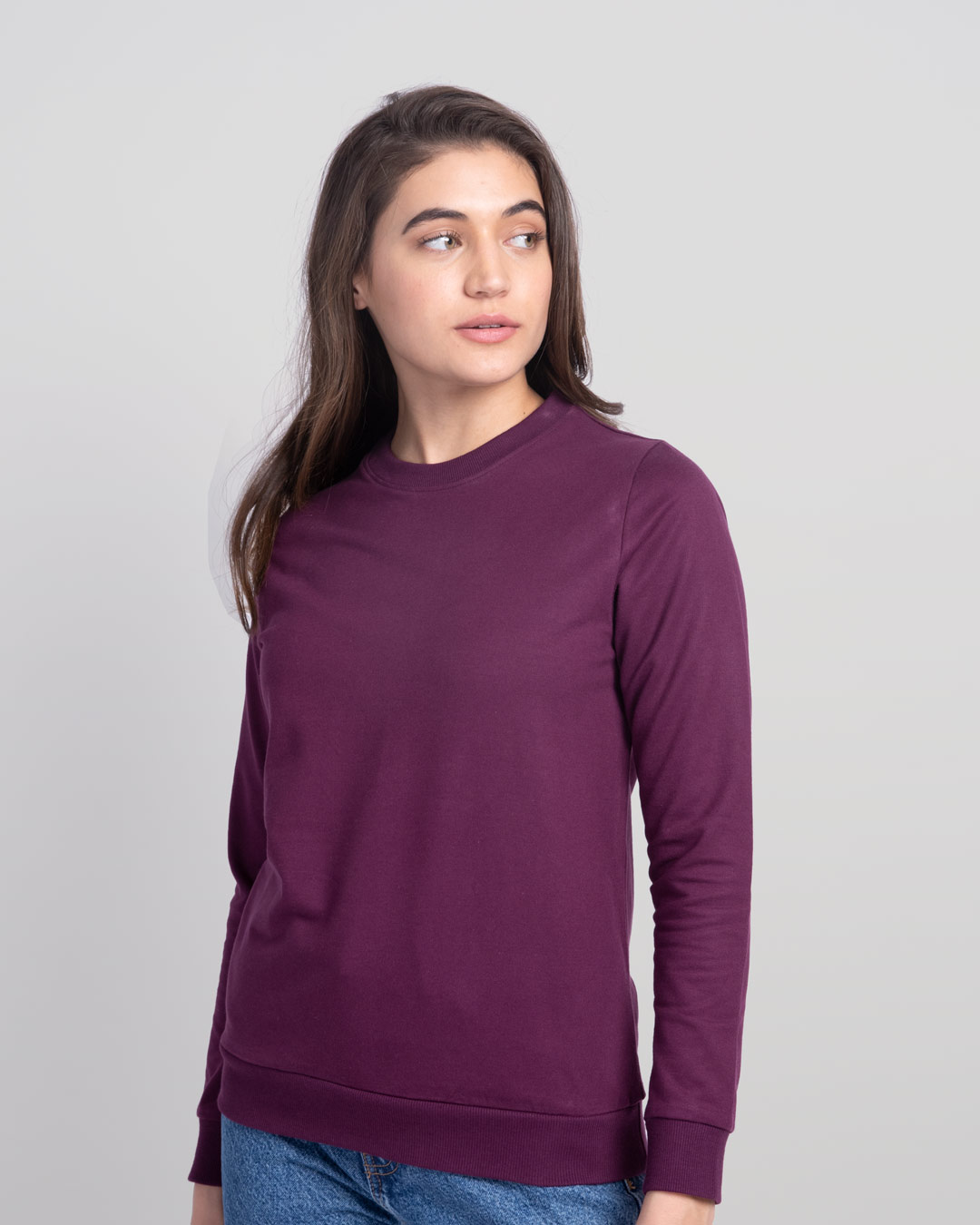 Shop Deep Purple Fleece Light Sweatshirt-Back
