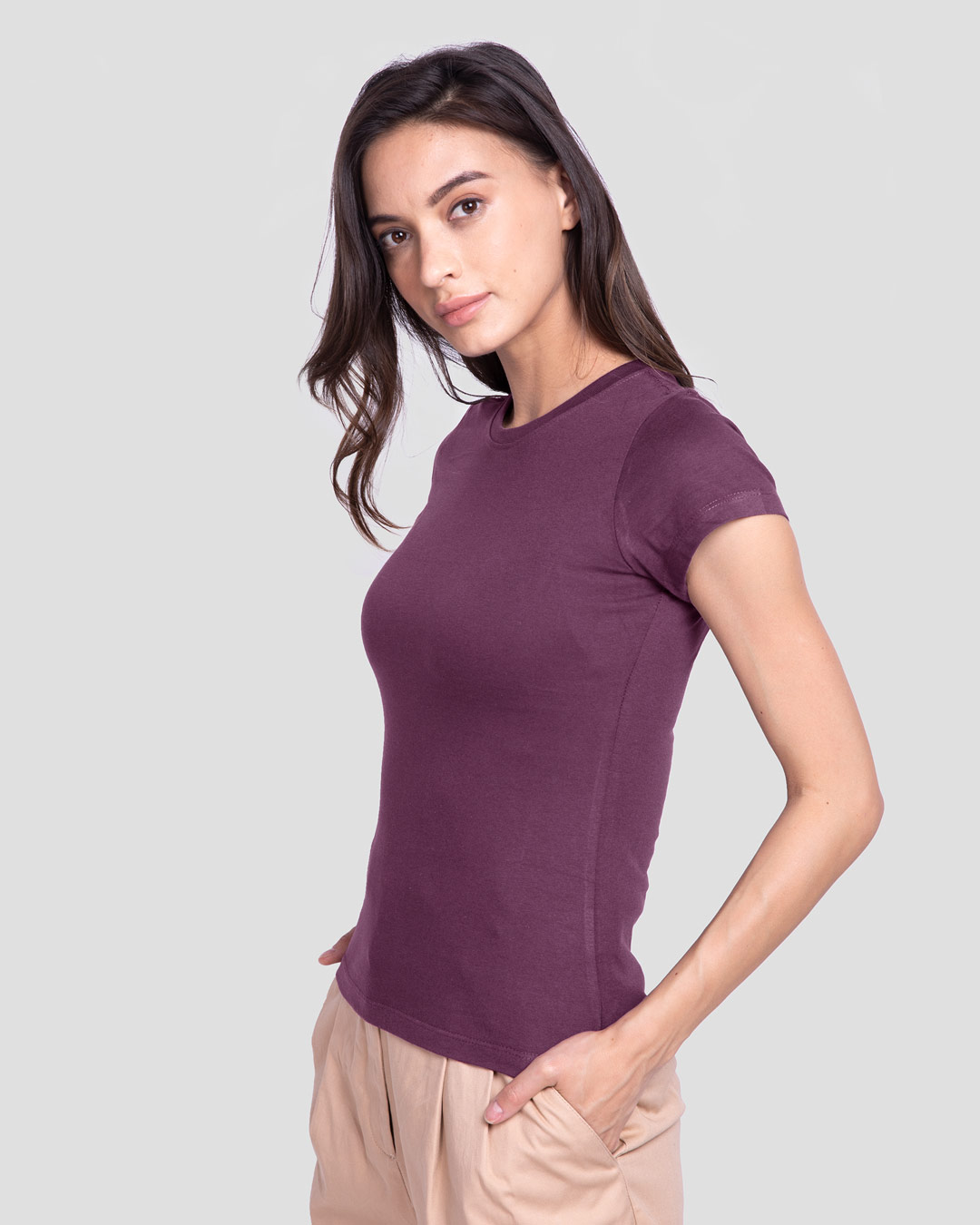 Shop Deep Purple Half Sleeve T-shirt-Back