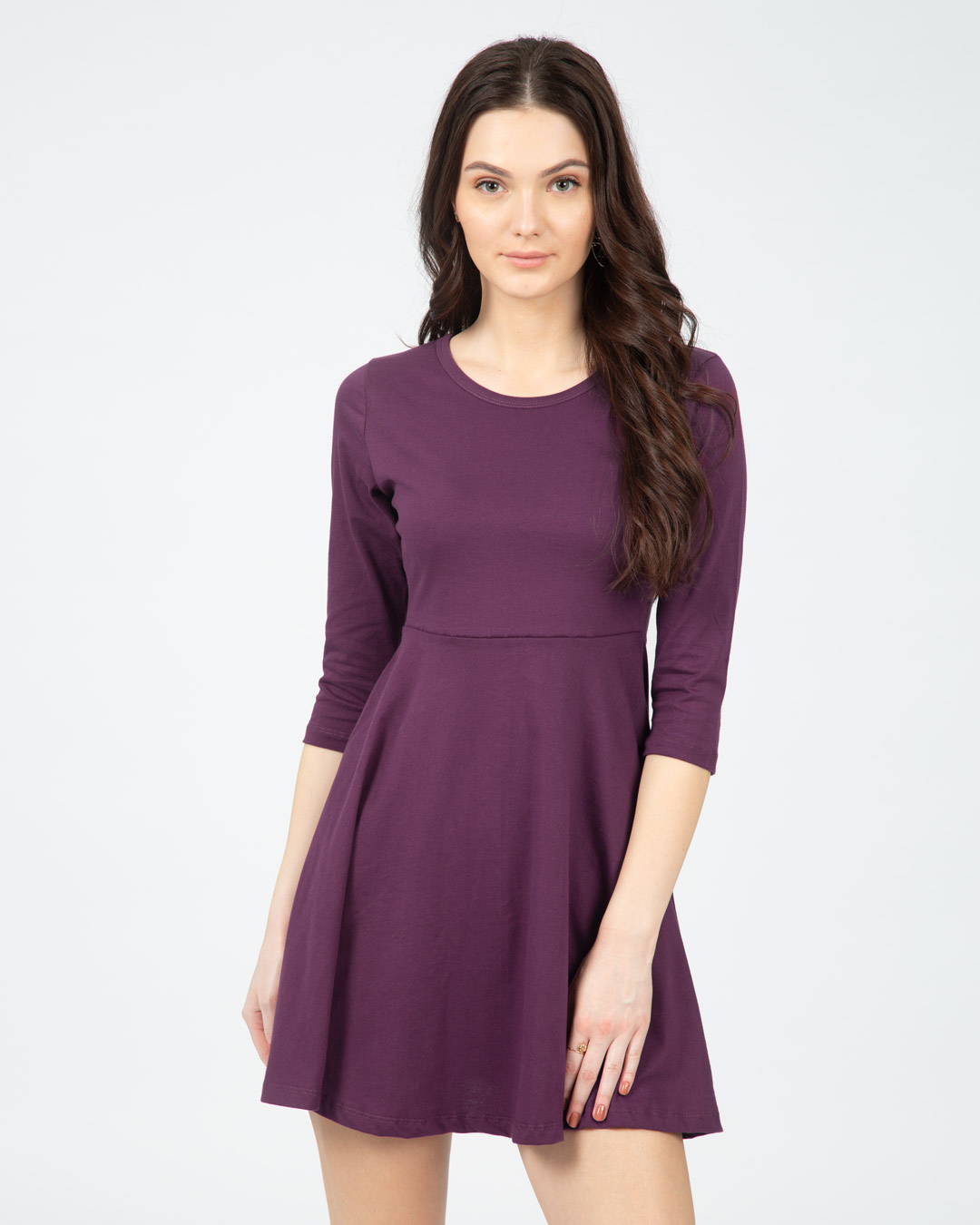 Buy Deep Purple Plain Flared Dress for Women purple Online at Bewakoof