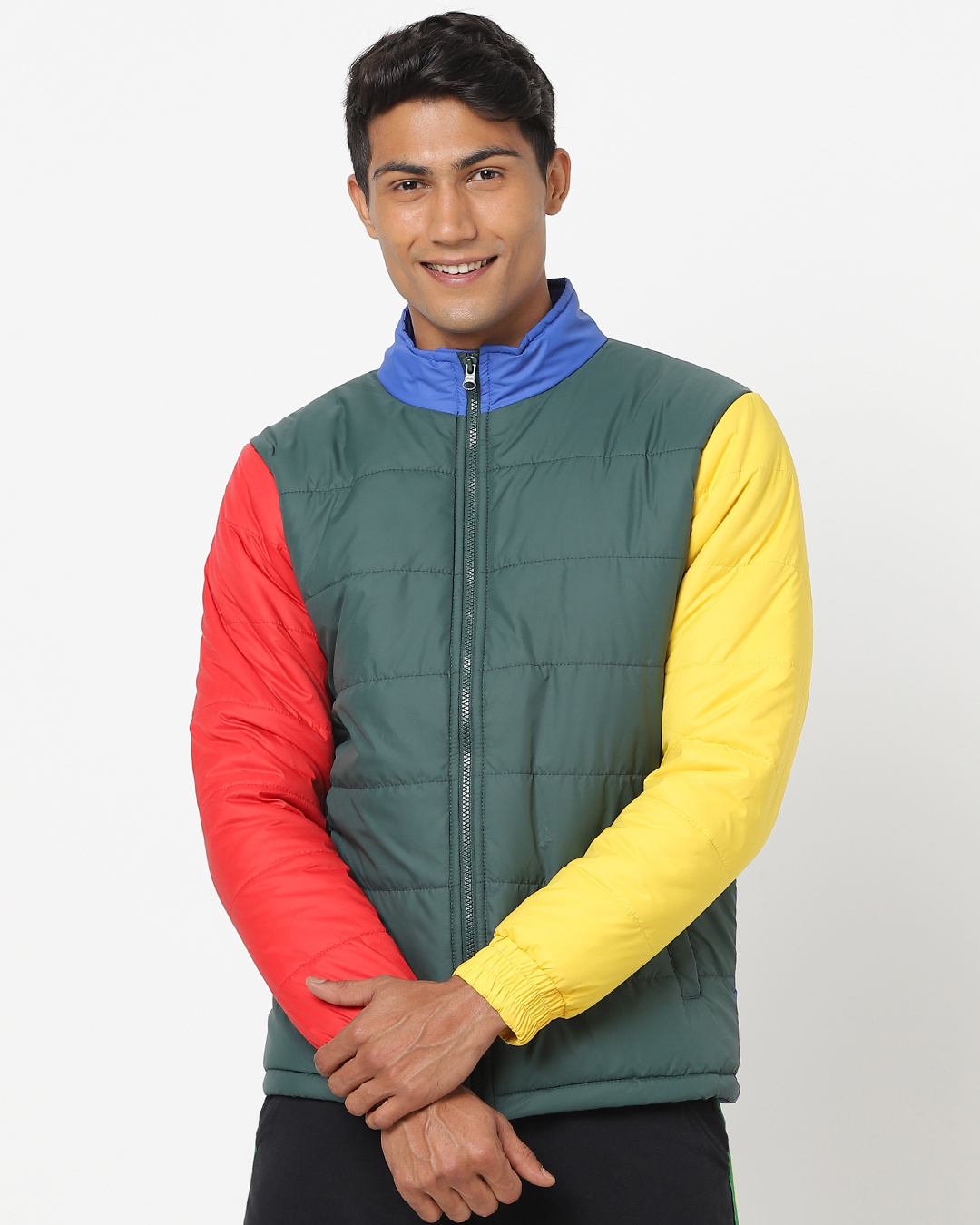 Shop Men's Multicolor Color Block Puffer Jacket-Back