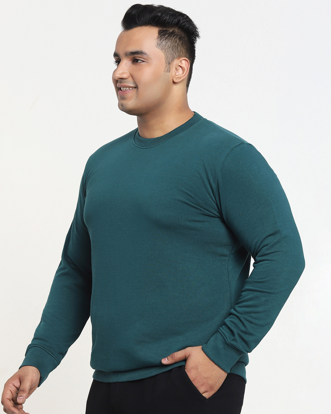 Shop Men's Deep Teal Plus Size Sweatshirt-Back