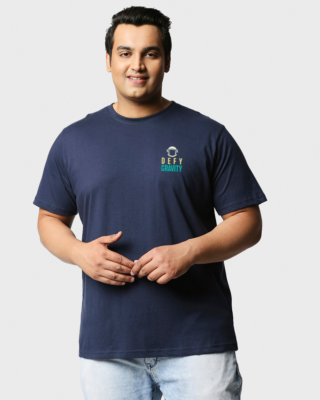 Shop Men's Blue Defy Gravity Graphic Printed Plus Size T-shirt-Back