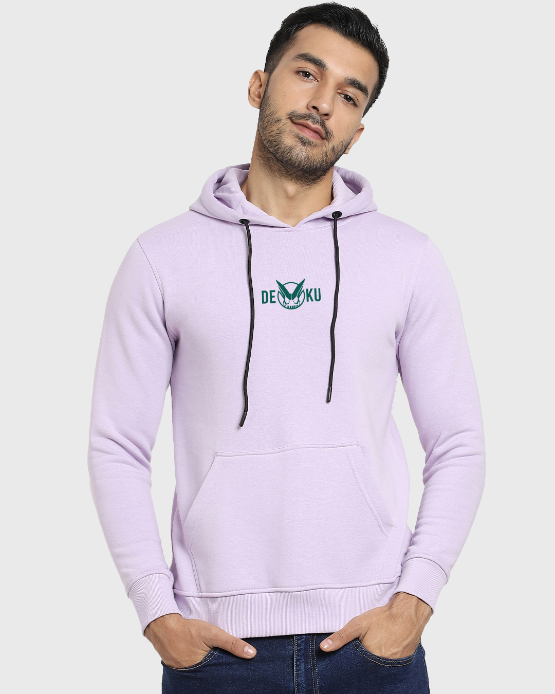 Shop Men's Purple Deku Graphic Printed Oversized Hoodie Sweatshirt-Back