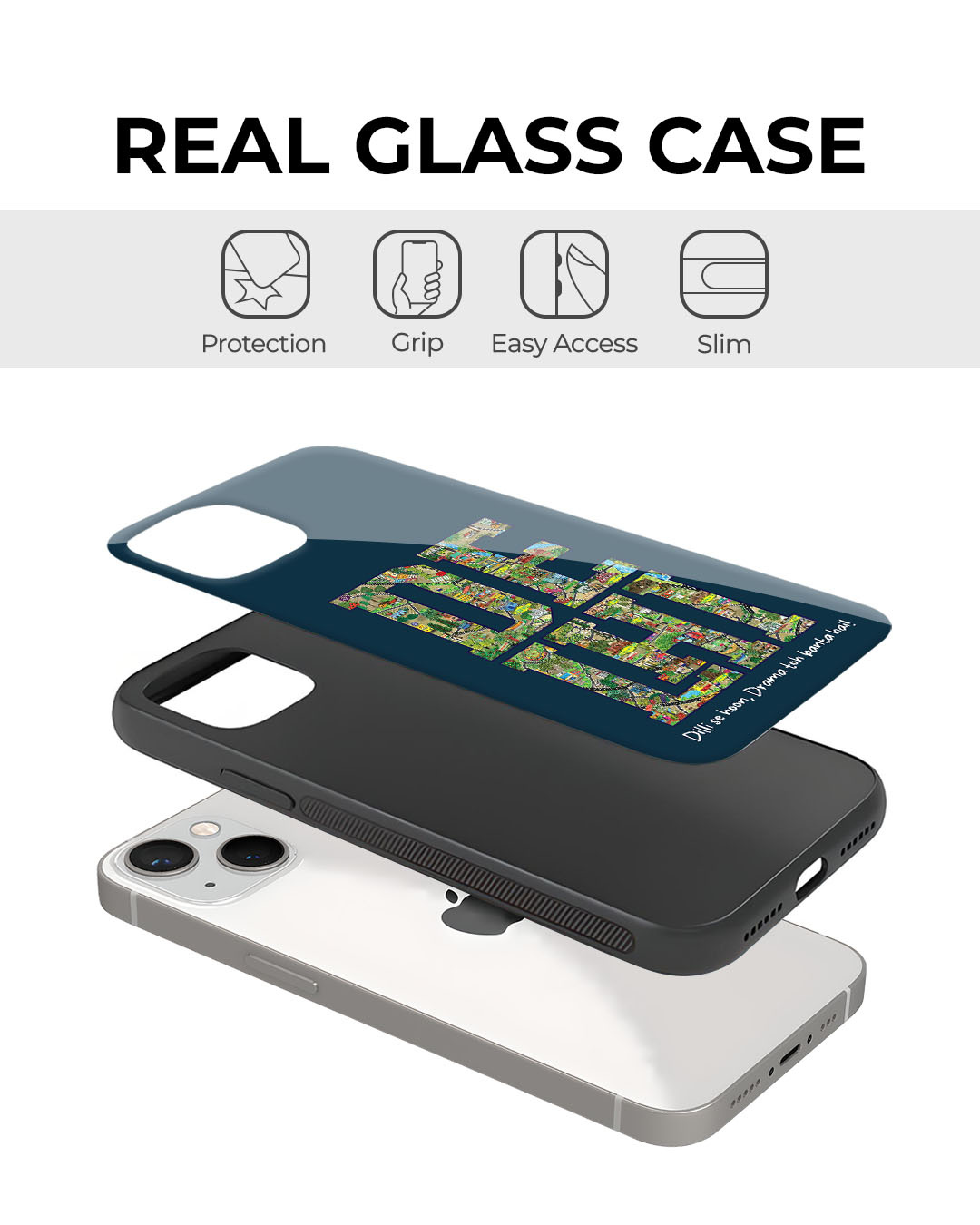 Shop Delhi Diaries Premium Glass Cover for Apple iPhone 14-Back