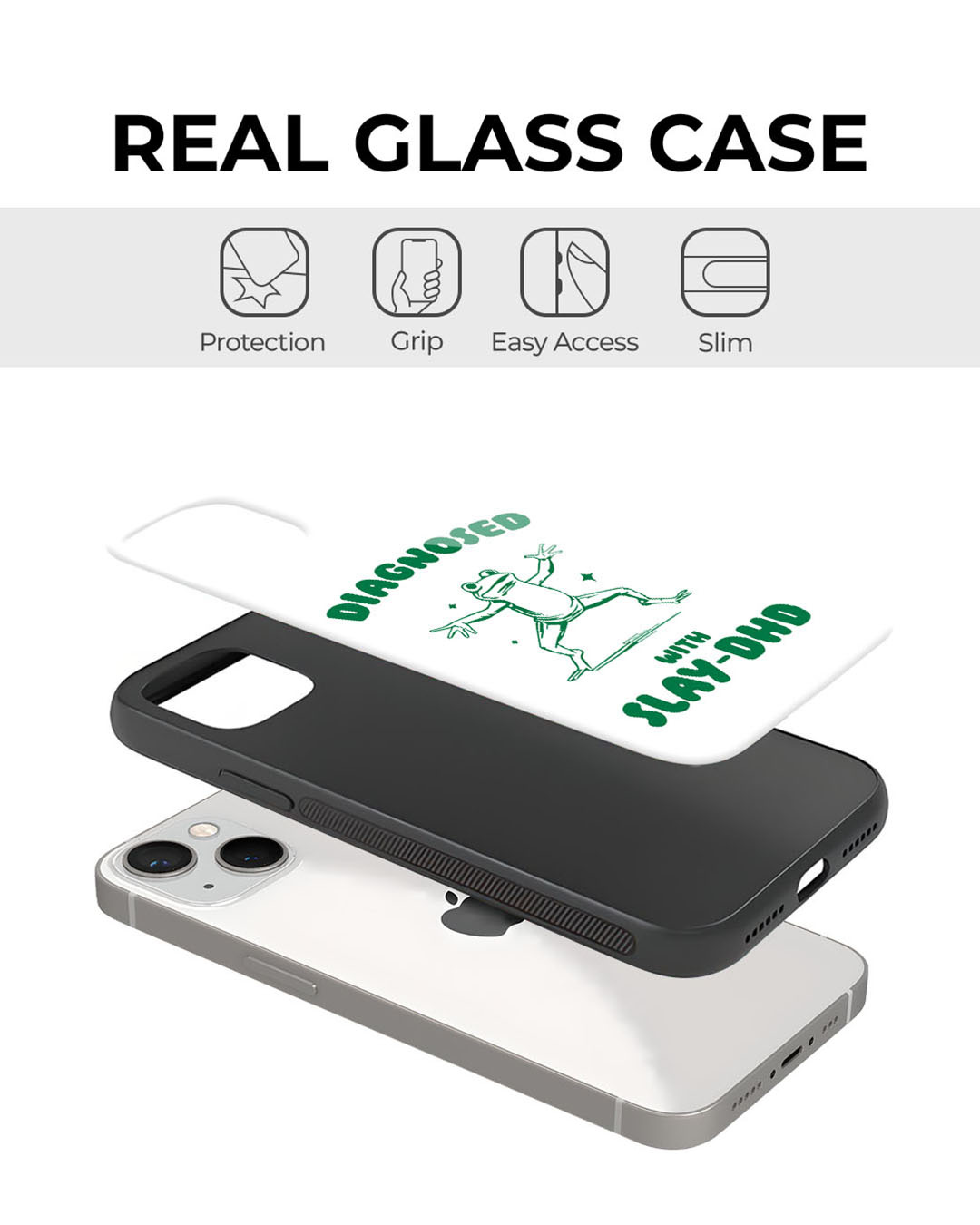 Shop Diagnosed With Slay-DHD Premium Glass Cover for Apple iPhone 12-Back