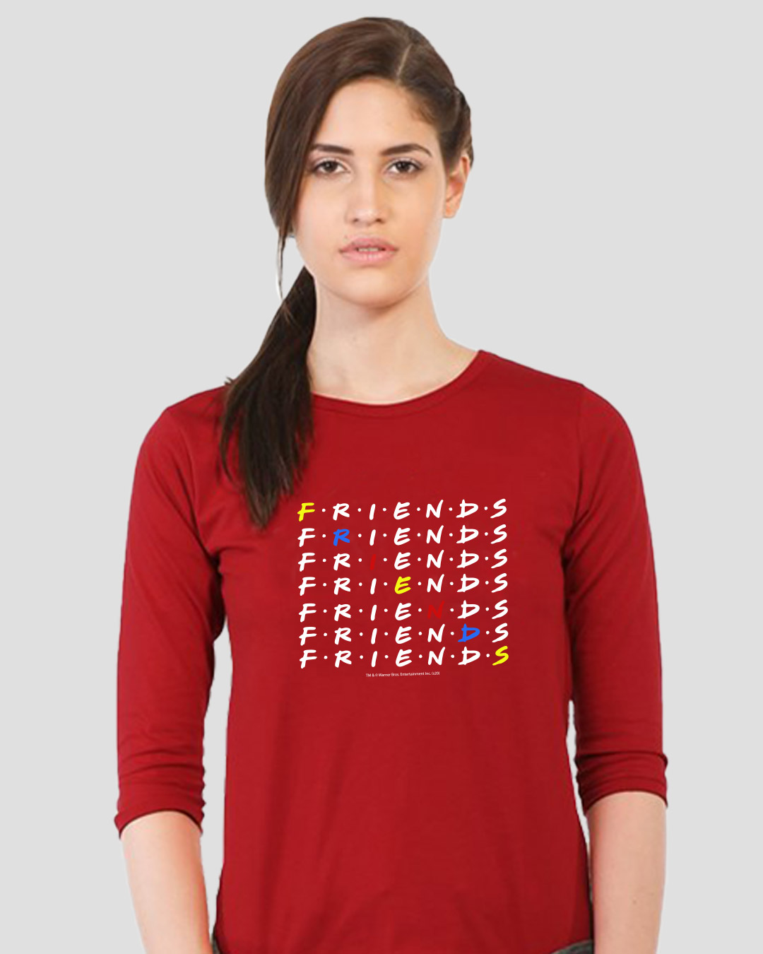 Shop Diagonal Friends 3/4th Sleeve Slim Fit T-Shirt (FRL)-Back