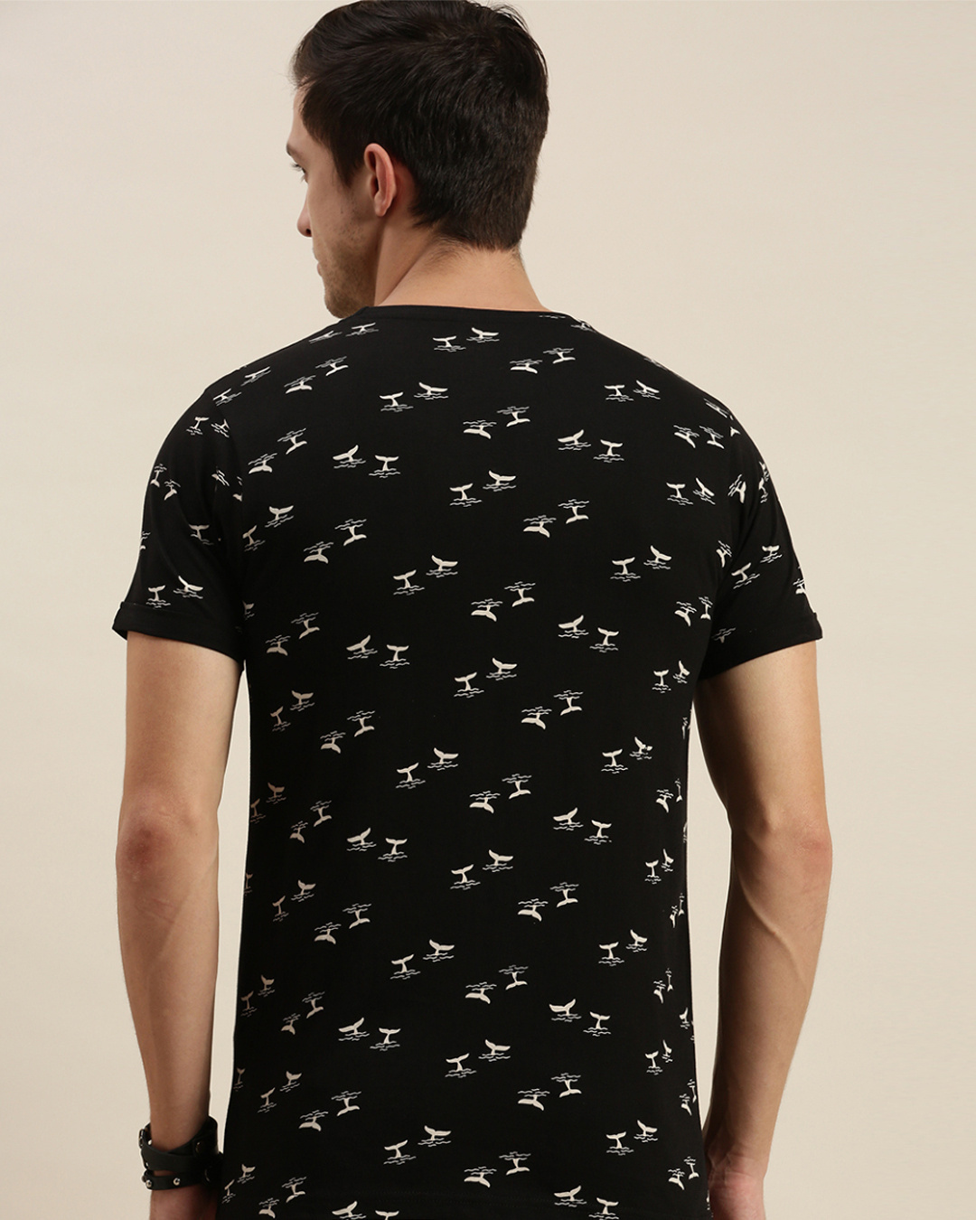 Shop Black Graphic Print T Shirt78-Back