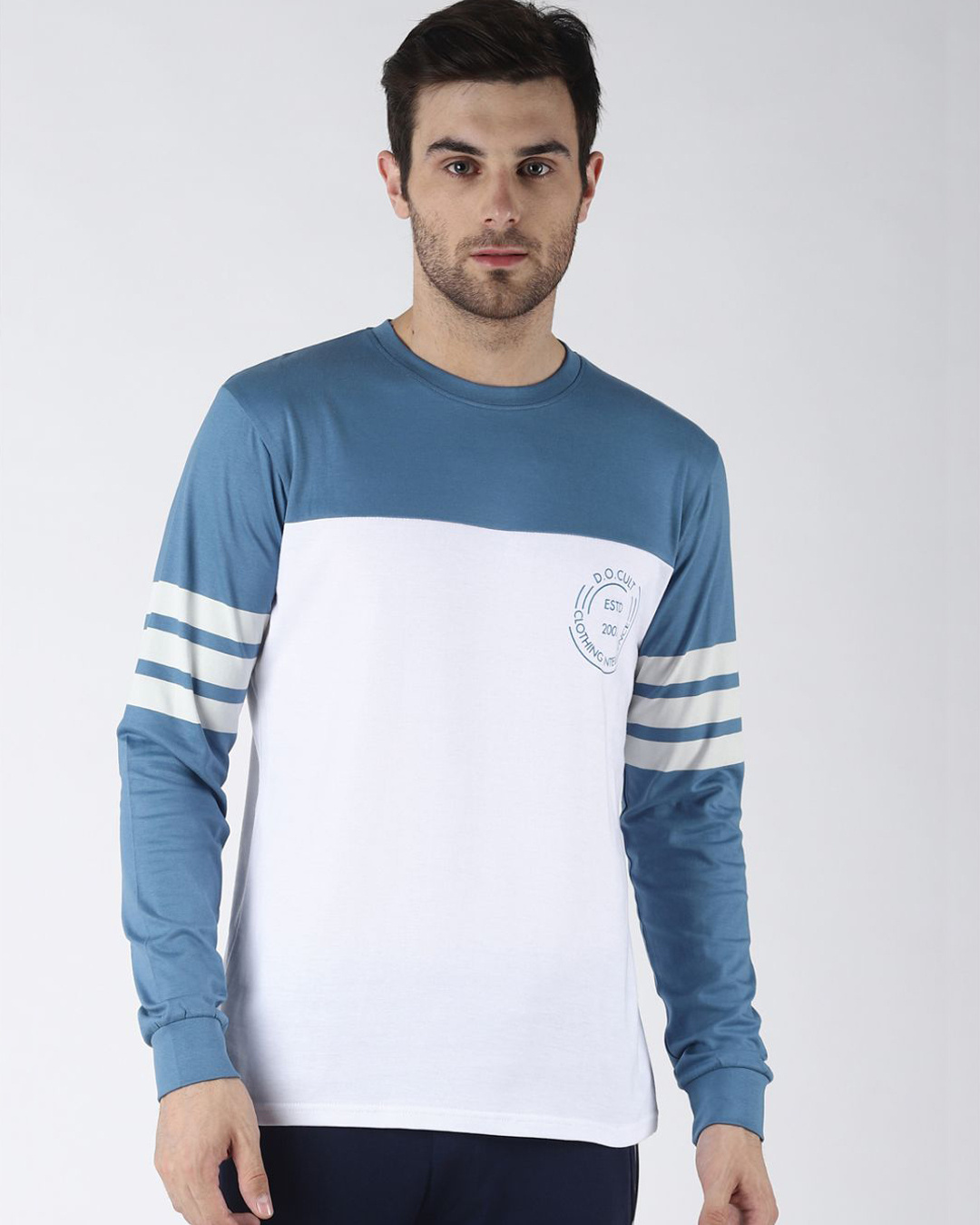 Shop Blue Colourblocked T Shirt-Front