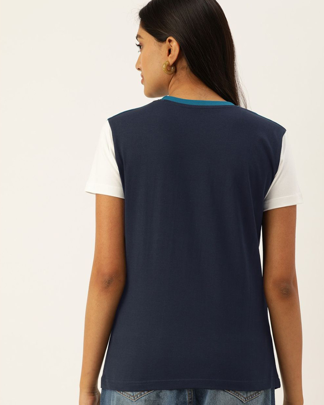 Shop Blue Typographic T Shirt35-Back