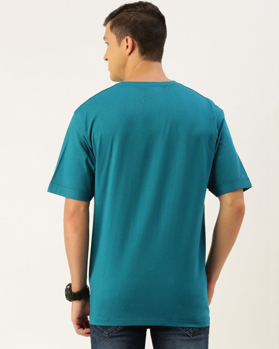 Shop Blue Typography T Shirt-Back