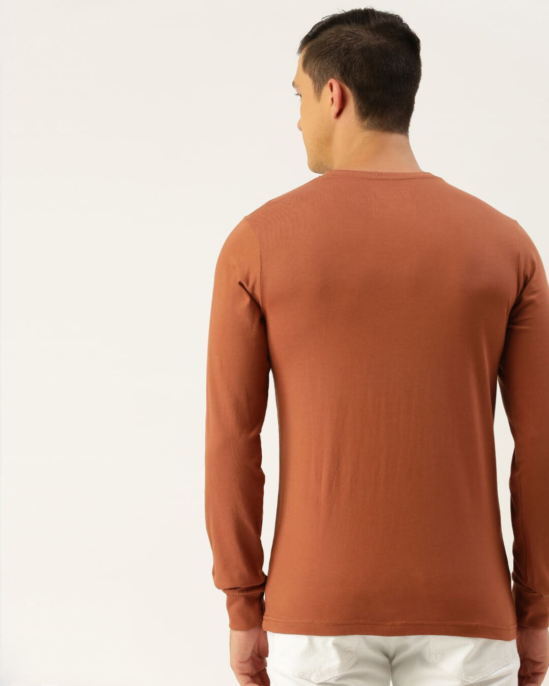 Shop Men's Brown Striped Slim Fit T-shirt-Back