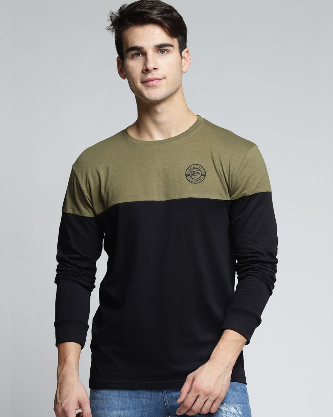 Shop Green Colourblocked T Shirt-Front