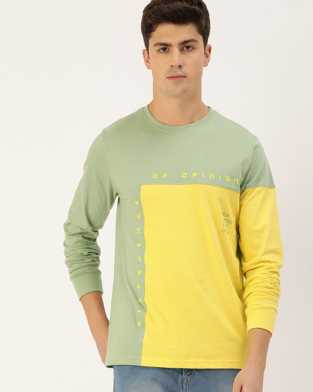 Buy Mens Green Colourblocked T Shirt For Men Green Online At Bewakoof 0603