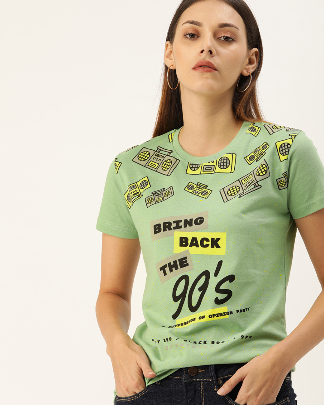 Shop Green Graphic Print T Shirt-Front
