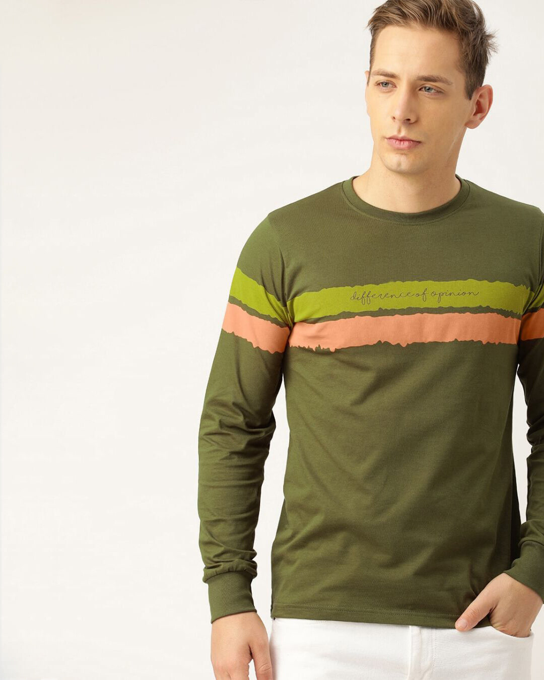 Buy Men's Green Striped Slim Fit Tshirt Online at Bewakoof