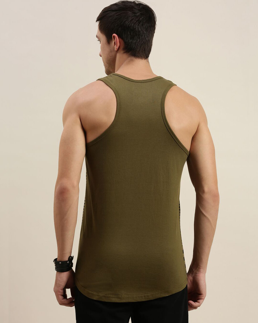 Shop Men's Green Striped Tank Top-Back