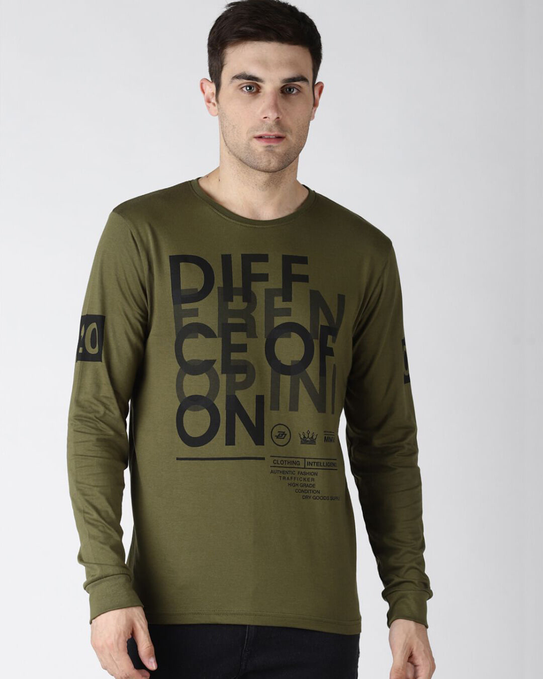 Shop Green Typography T Shirt-Front