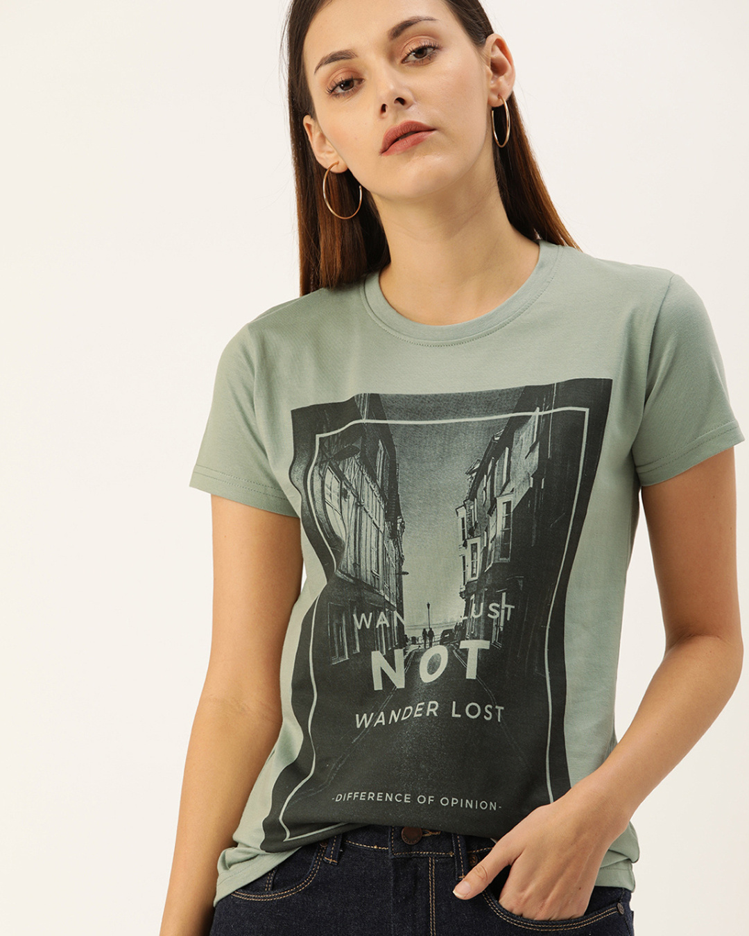 Shop Grey Graphic Print T Shirt-Front