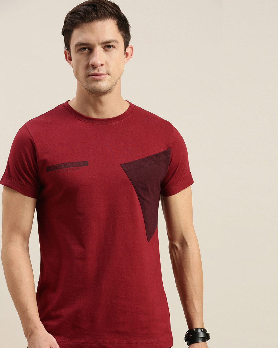 buy-difference-of-opinion-maroon-colourblocked-t-shirt-online-at-bewakoof