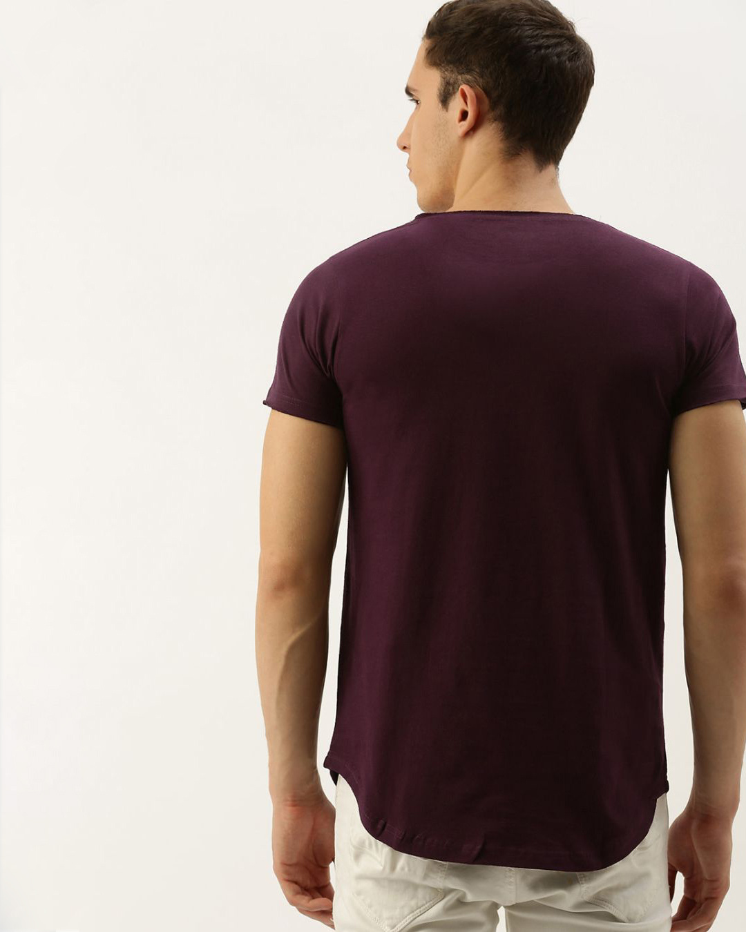 Shop Maroon Solid T Shirt-Back