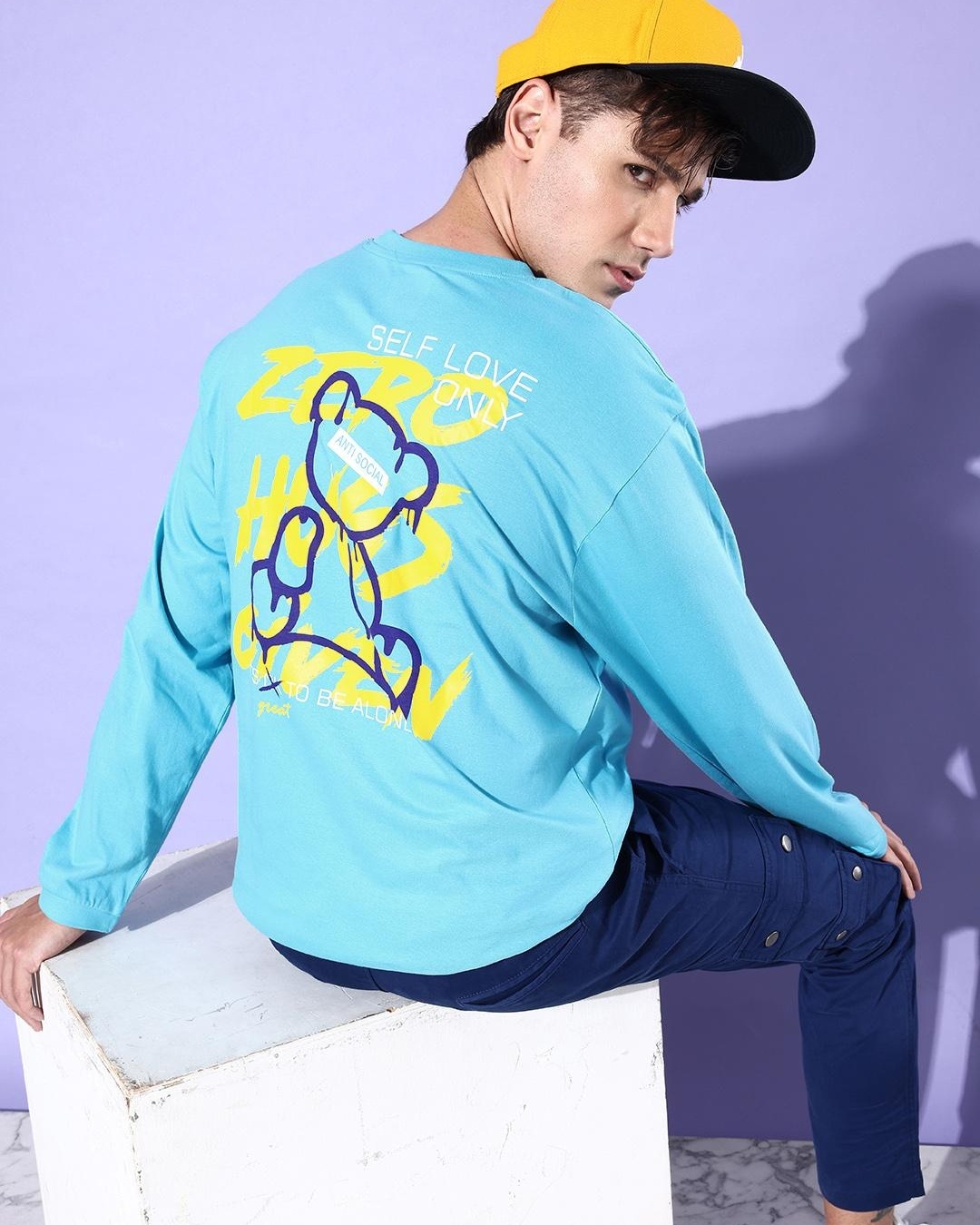 Blue Graphic Print Cotton T-Shirt main image 1
