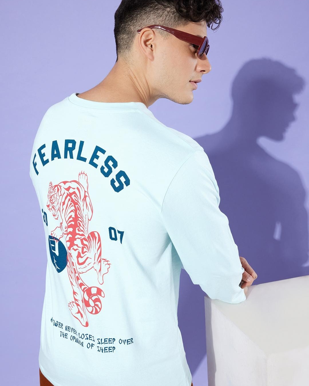 Blue Printed Oversized T-Shirt main image 1