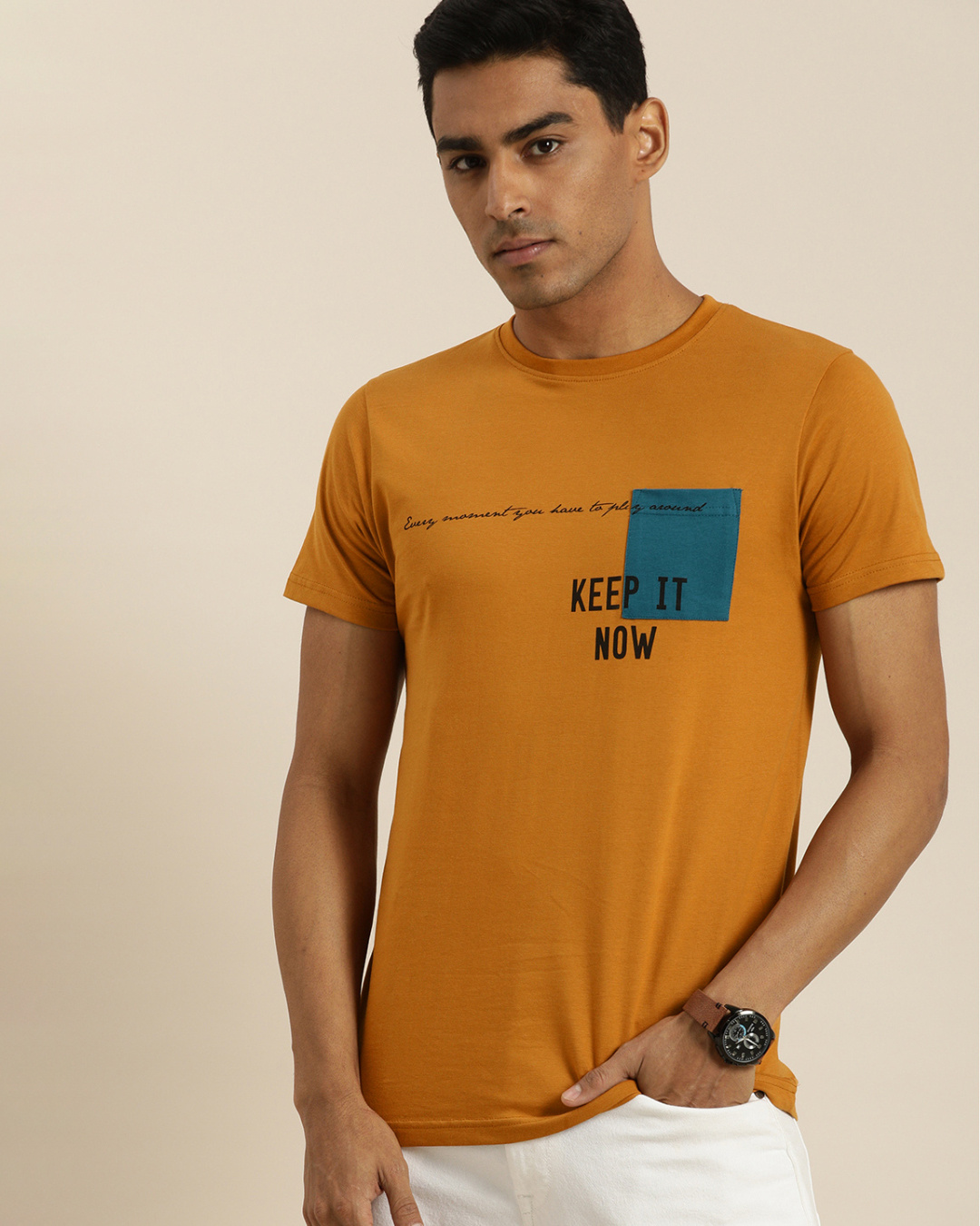 Buy Men's Brown Graphic Print T-shirt 