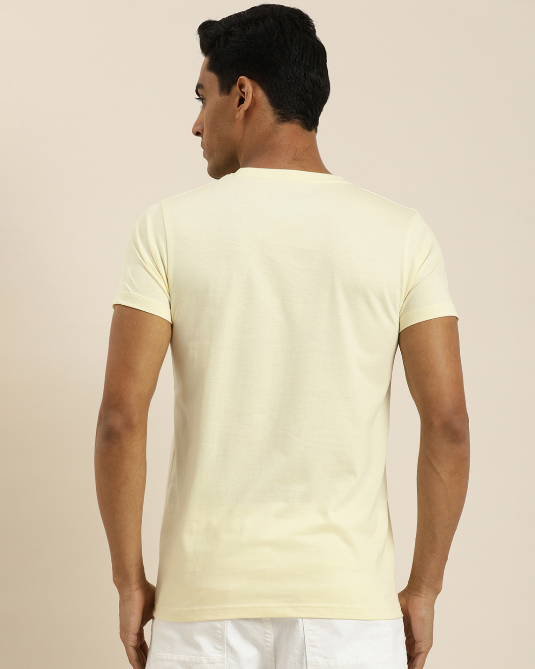 Shop Men's Cream Typography Slim Fit T-shirt-Back