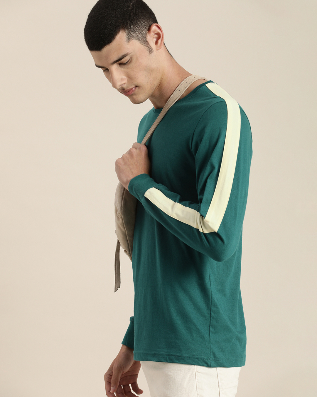 Shop Men's Green Color Block Slim Fit T-shirt-Back