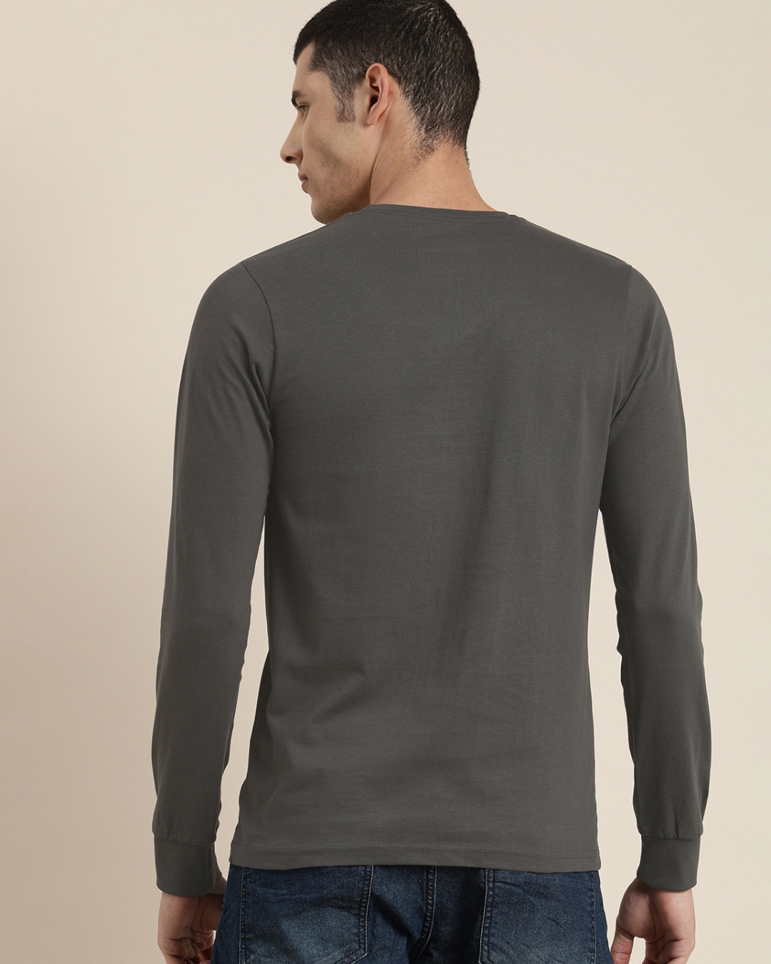 Shop Men's Grey Graphic Printed Slim Fit T-shirt-Back