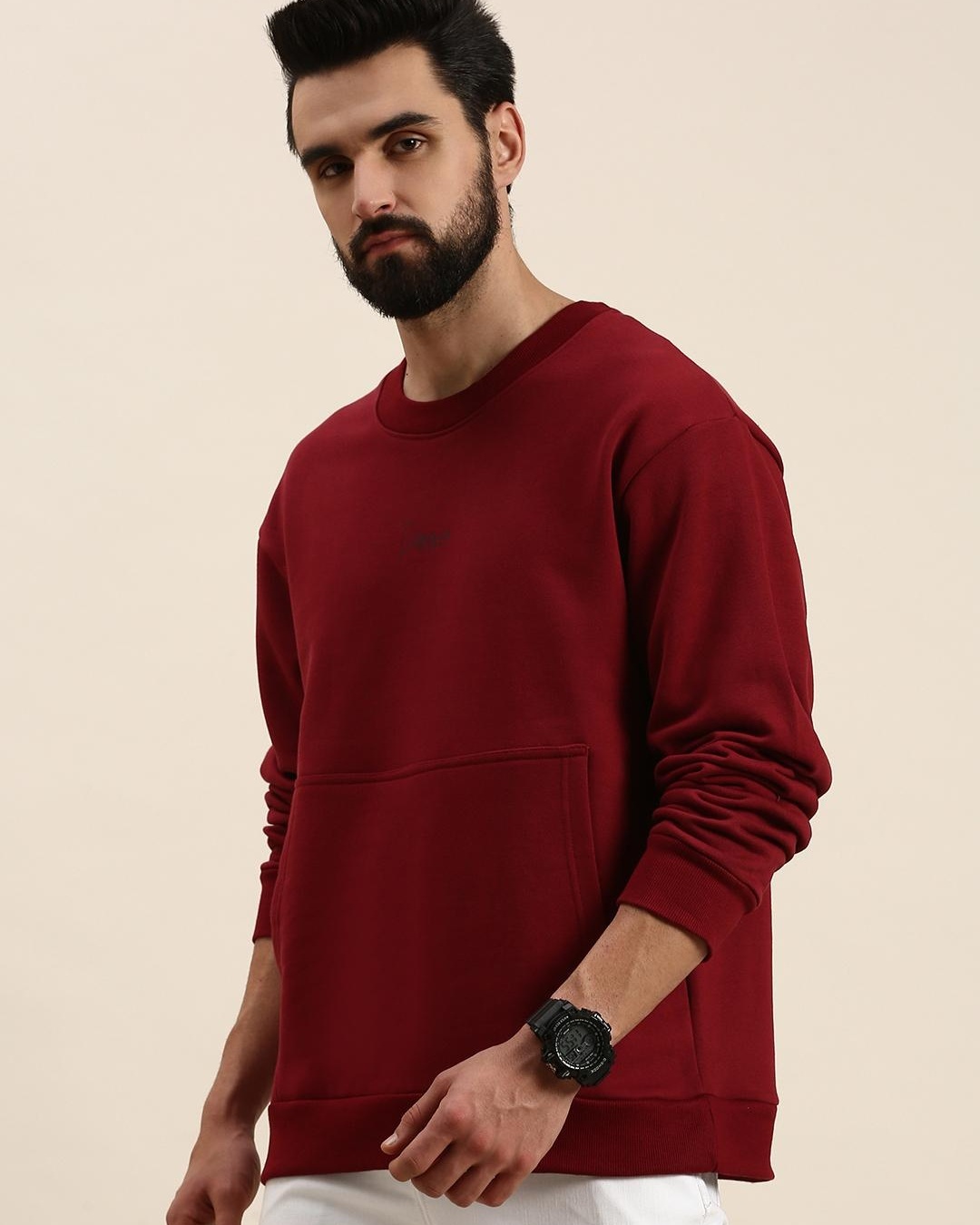 Shop Men's Maroon Typographic Oversized Sweatshirt-Back