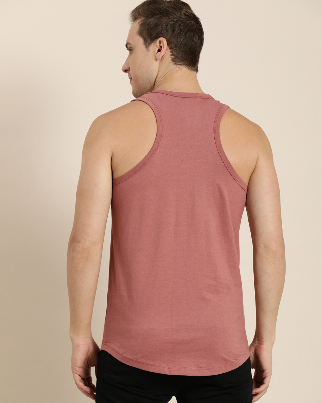 Shop Men's Pink Colourblock Sleeveless T-shirt-Back