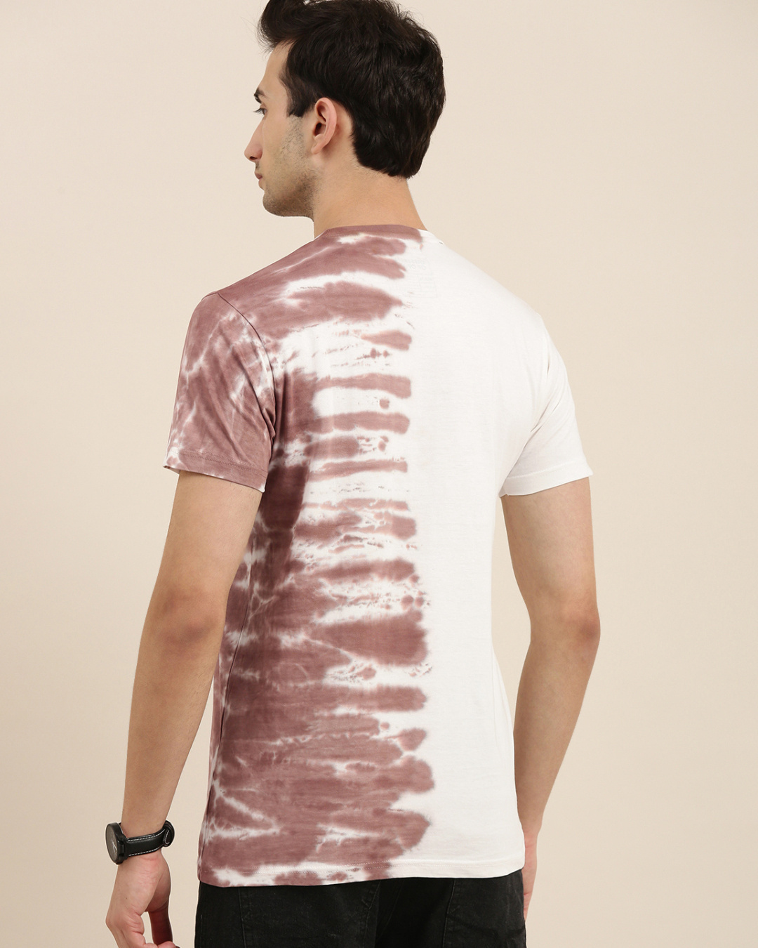 Shop Men's White & Brown Tie & Dye T-shirt-Back