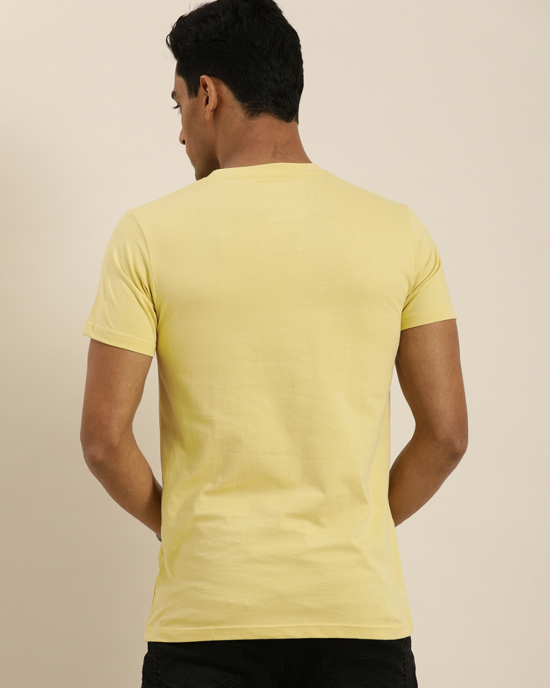 Shop Men's Yellow Graphic Print T-shirt-Back