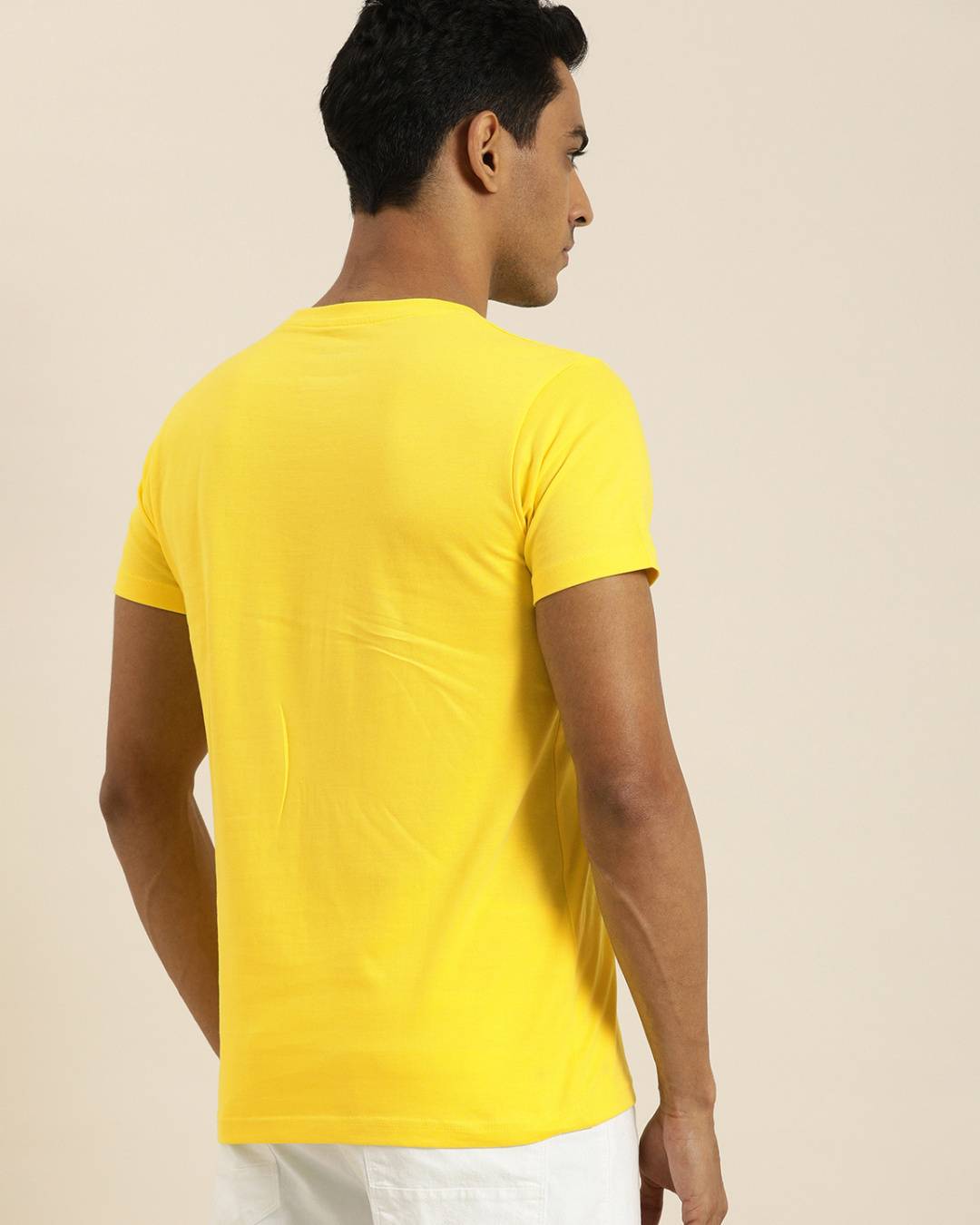 Shop Men's Yellow Graphic Print T-shirt-Back