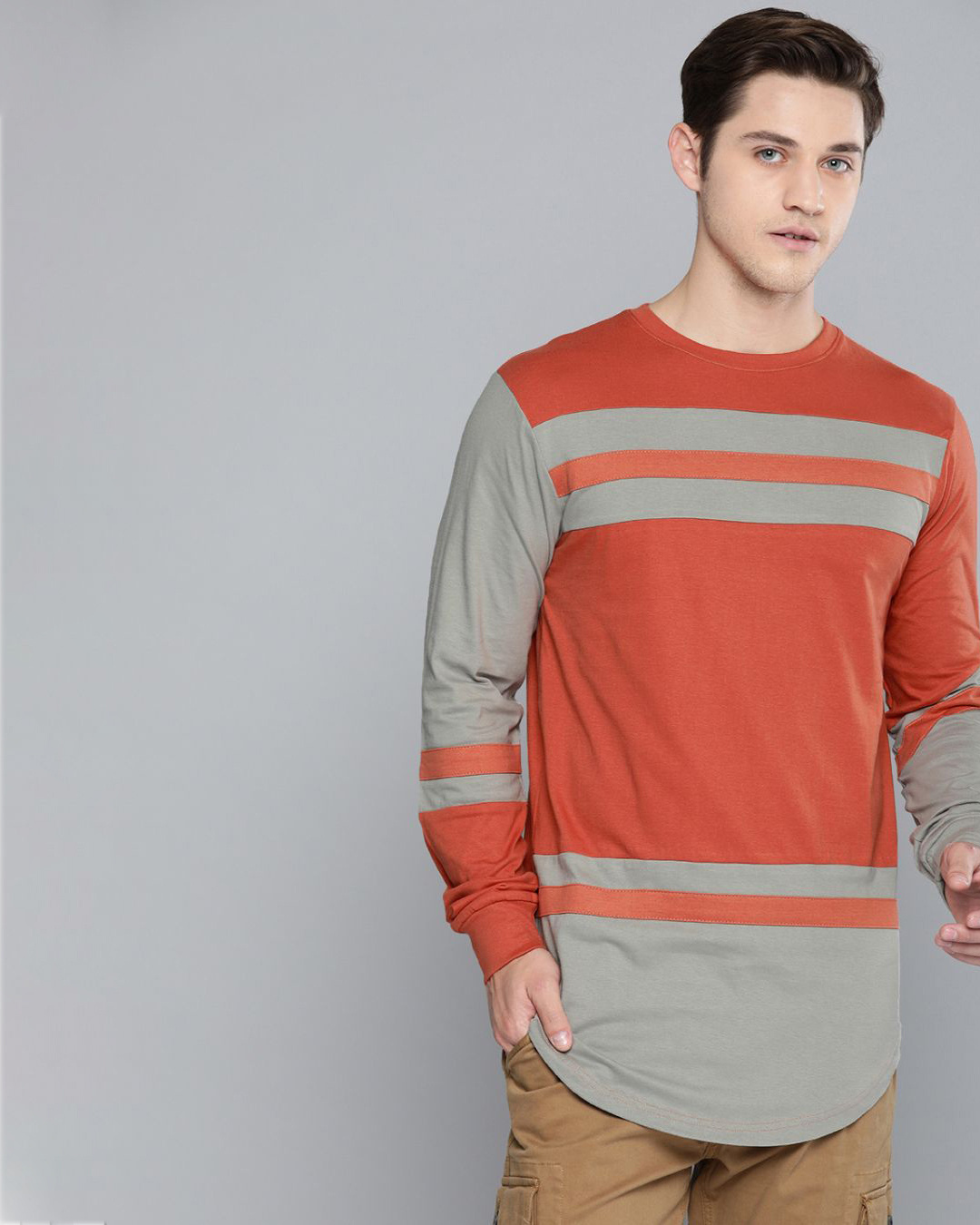 Shop Orange Solid T Shirt-Front