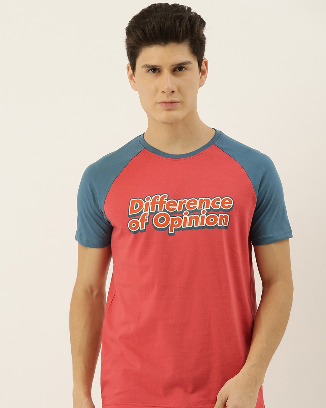 Shop Red Typography T Shirt-Front