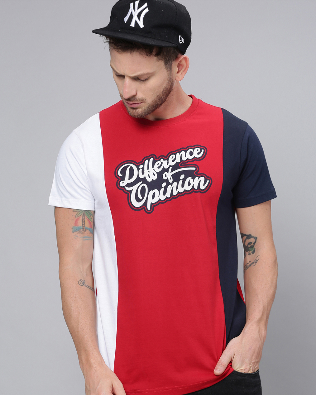 Shop Red Typography T Shirt-Front