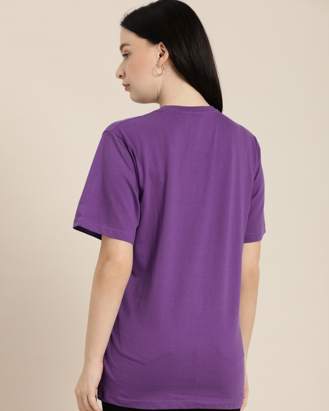 Shop Women's Purple Typography Oversized T-shirt-Back