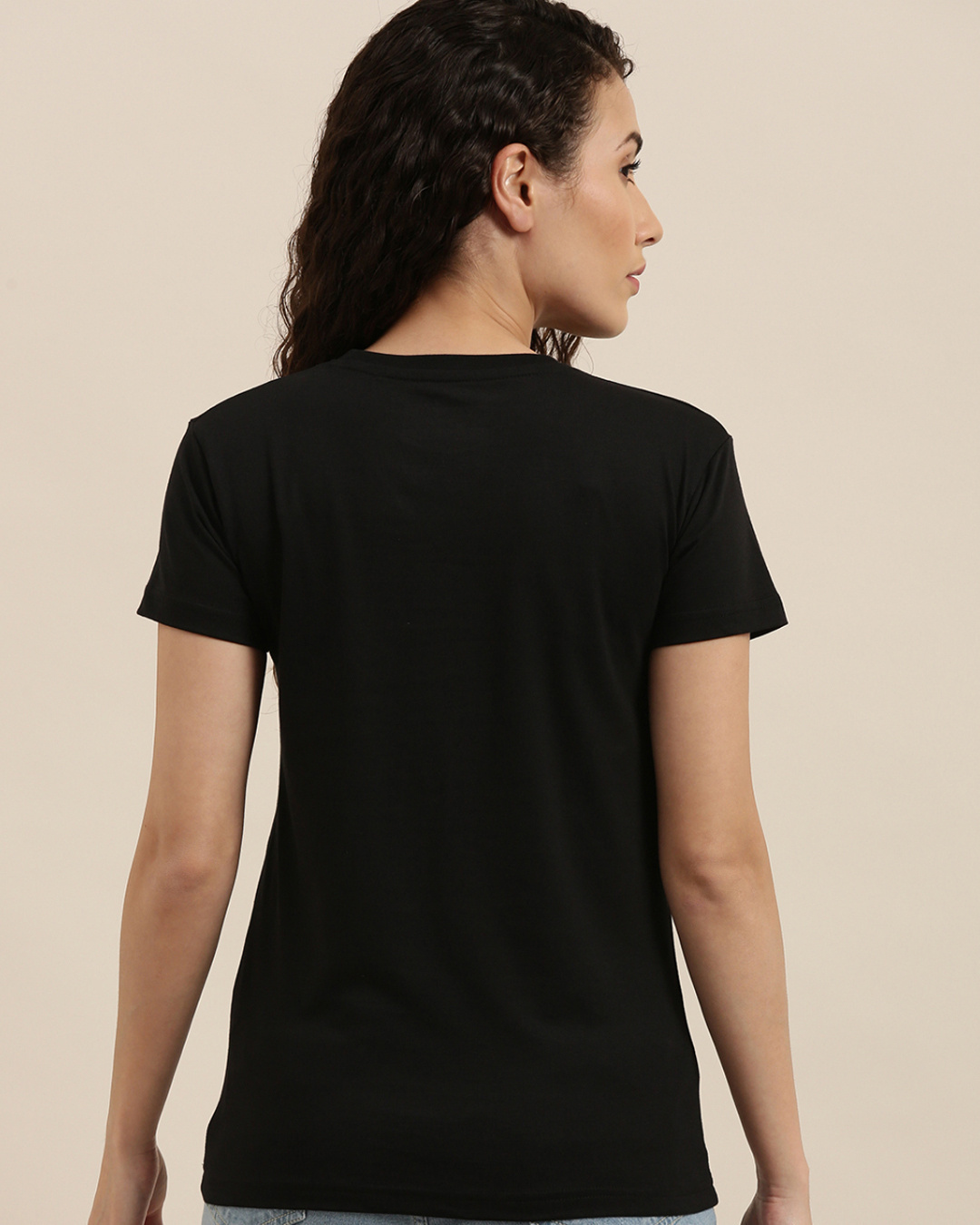 Shop Women's Black Graphic Slim Fit  T Shirt-Back