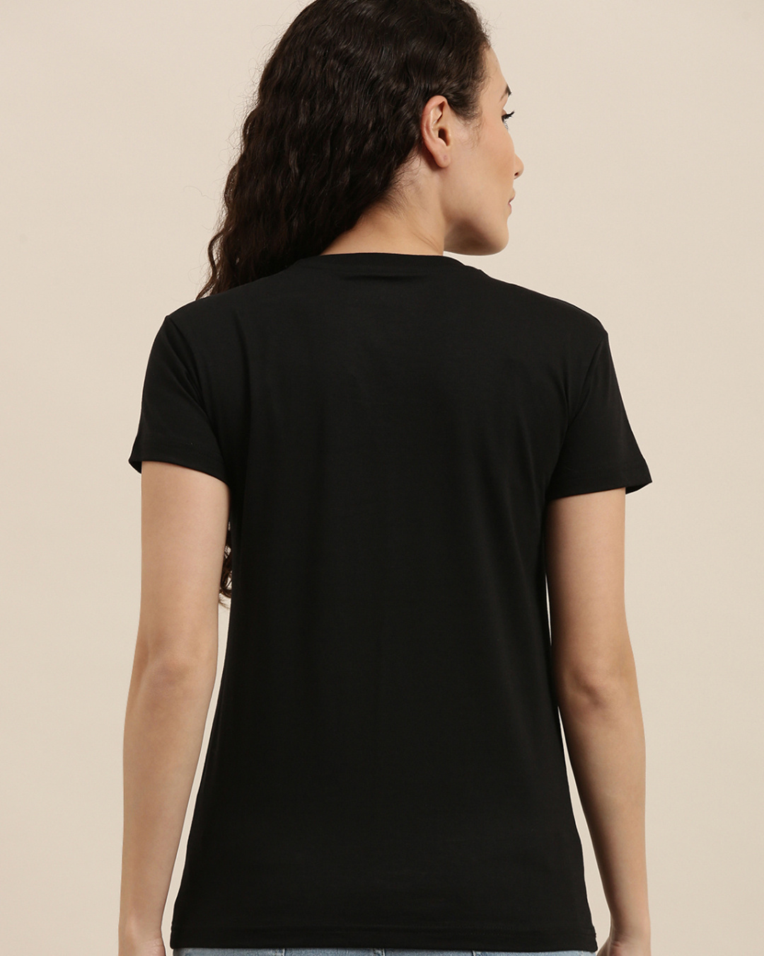 Shop Women's Black Graphic Print Slim Fit  T-shirt-Back