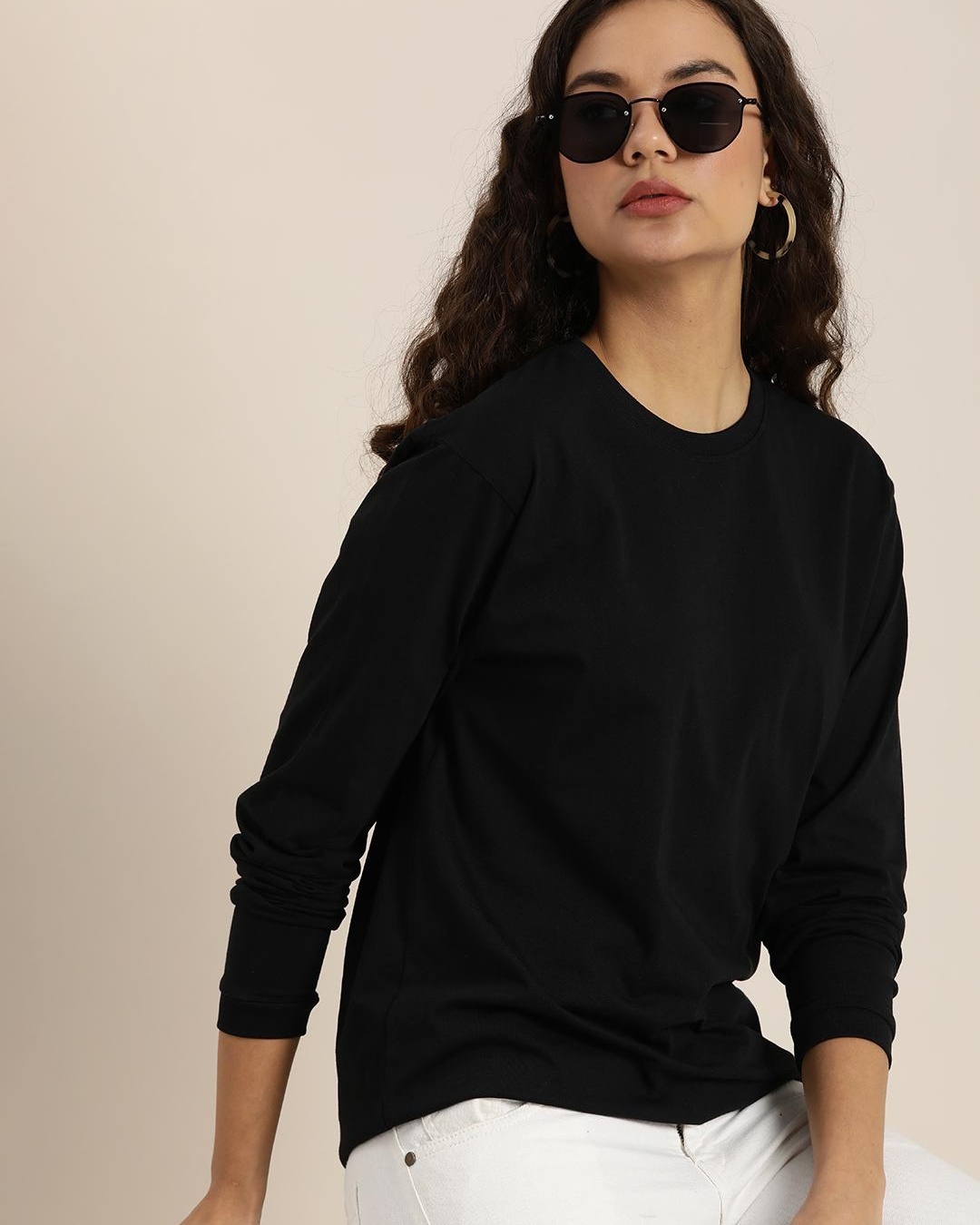 Shop Women's Black Oversized T-shirt-Back