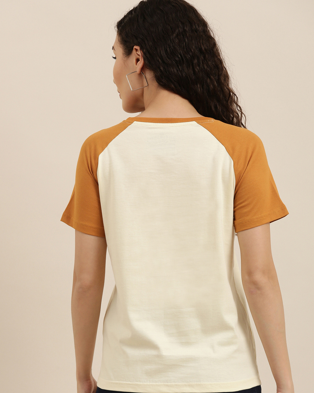 Shop Women's Cream Graphic Print Slim Fit  T-shirt-Back