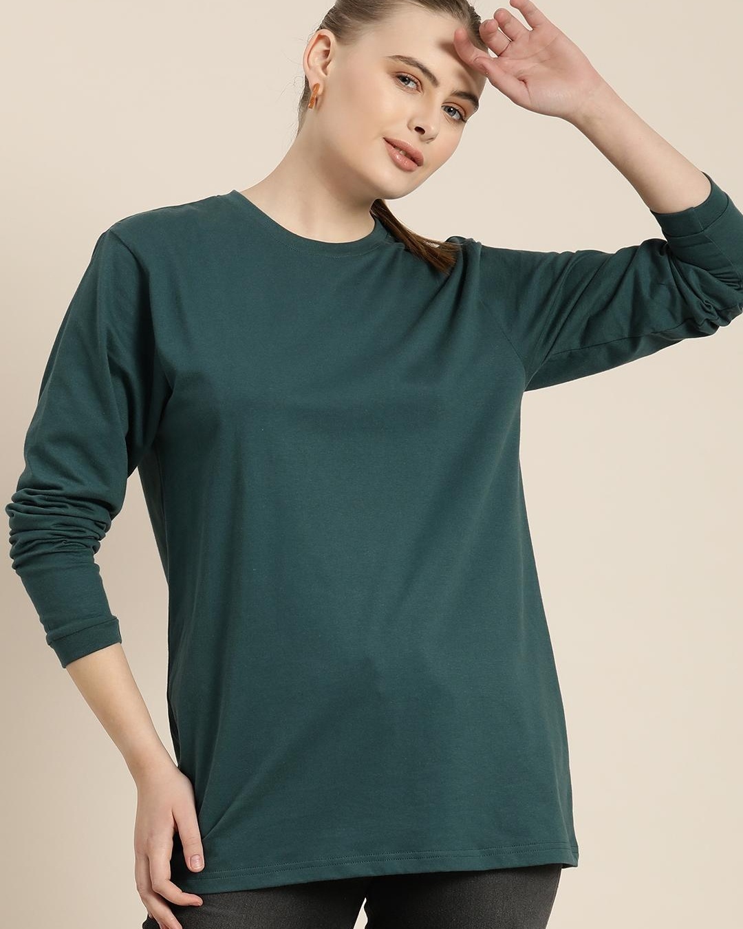Women's Green Printed Oversized Shirt With Trousers Co-Ords