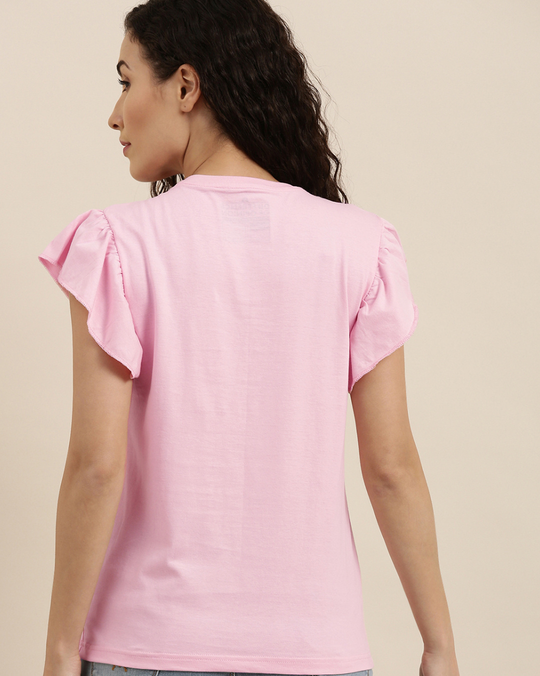 Shop Women's Pink Floral Slim Fit  T-shirt-Back