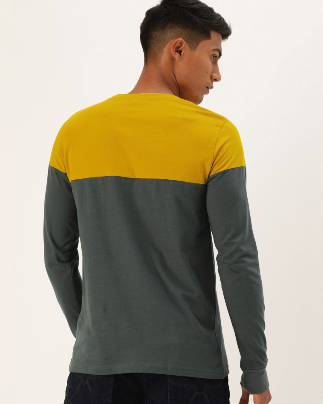 Shop Yellow Colourblocked T Shirt-Back