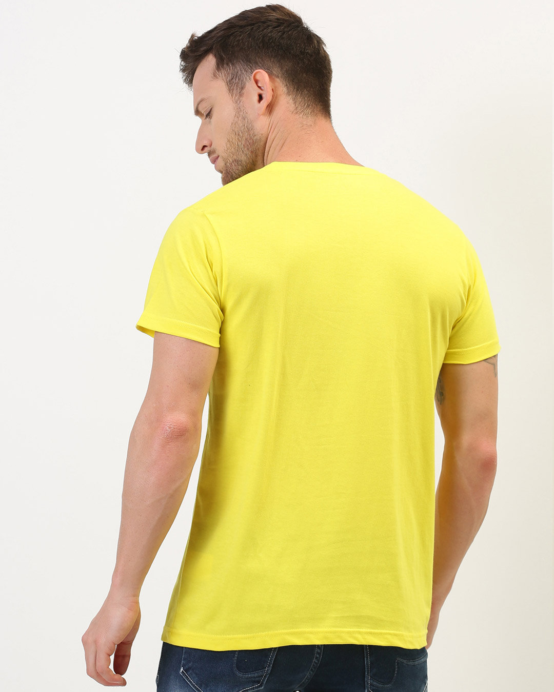 Shop Yellow Typographic T Shirt-Back