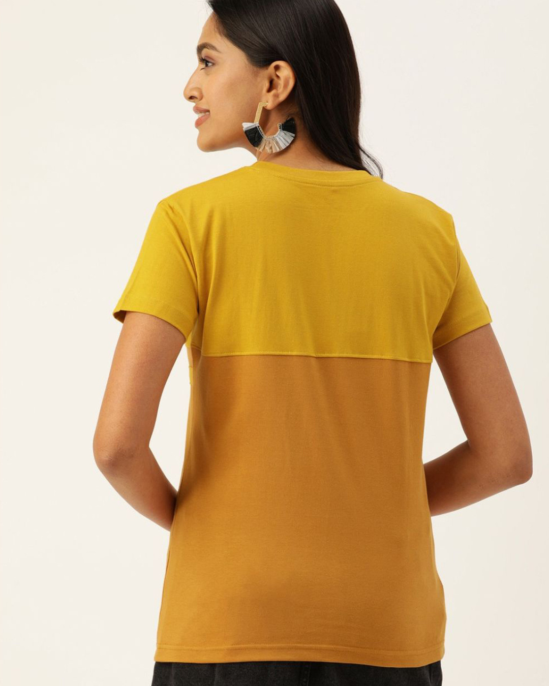 Shop Yellow Typographic T Shirt20-Back