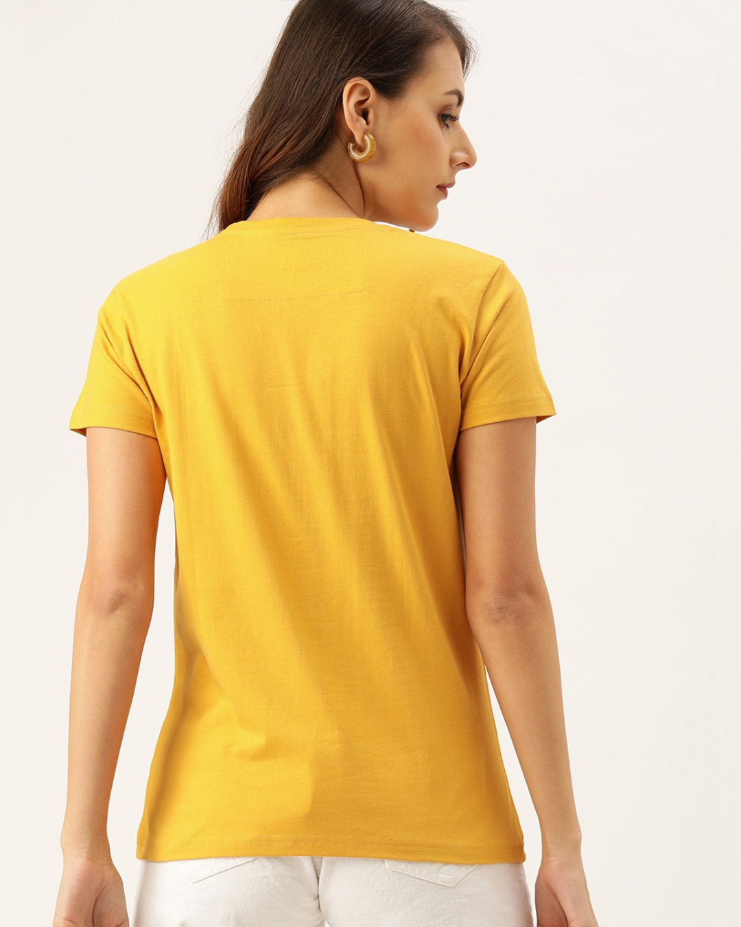 Shop Women's Yellow Typographic T-shirt-Back