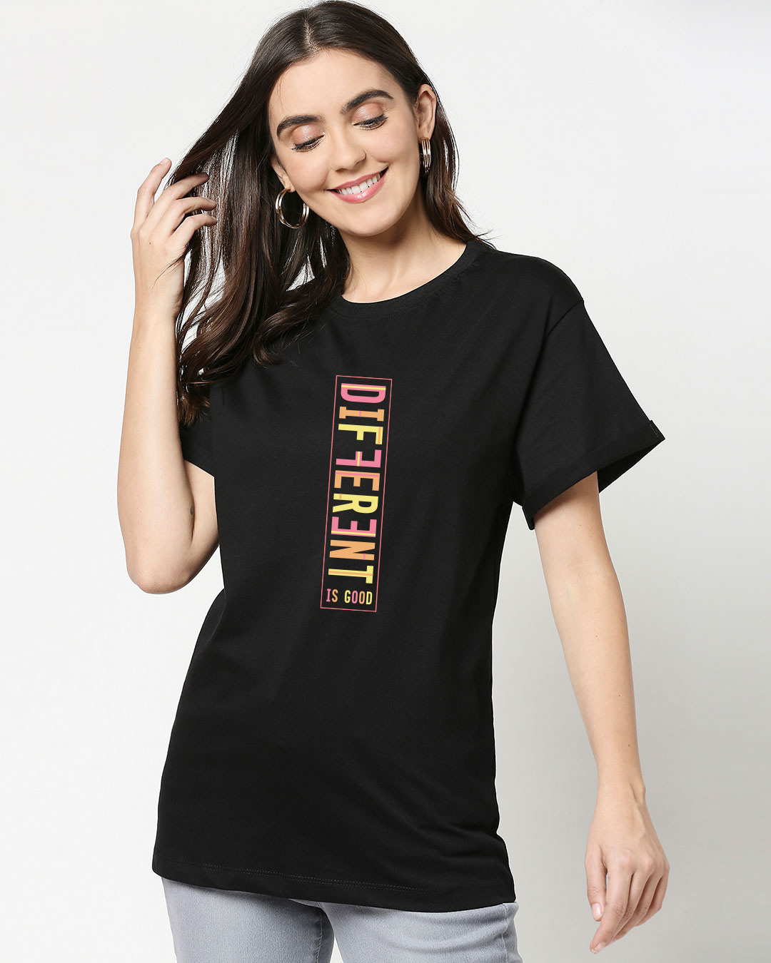 Shop Different Is Good Boyfriend T-shirt For Women's-Back